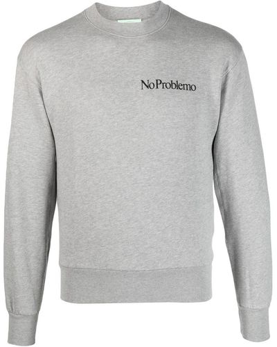 Aries No Problemo Print Sweatshirt - Grey