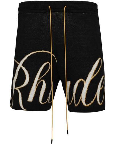 Rhude Logo-script Knit Shorts - Black