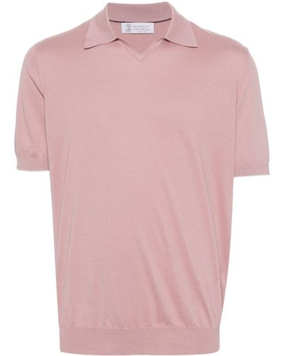 Brunello Cucinelli Fine-knit Cotton Polo Shirt - Pink