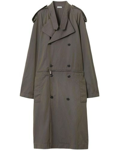 Burberry Cotton-linen Blend Trench Dress - Gray