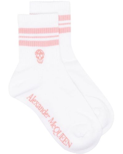 Alexander McQueen Socken mit Totenkopf-Streifen - Weiß