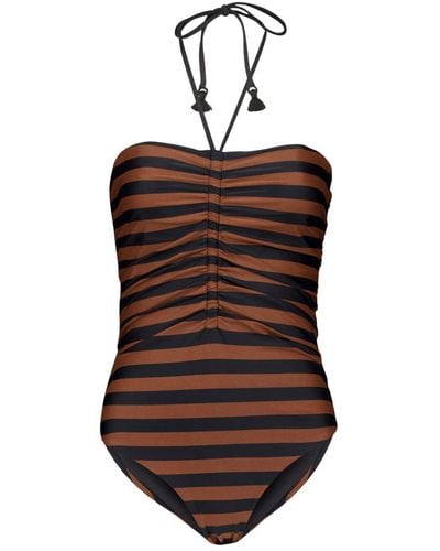 Johanna Ortiz Ucayali River Striped Swimsuit - Brown