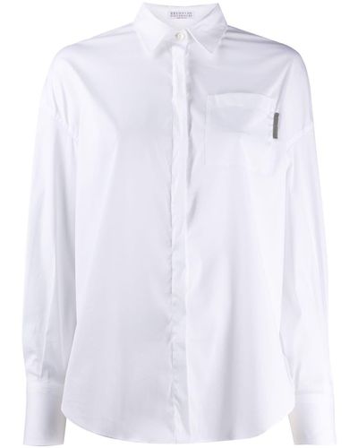 Brunello Cucinelli Plain Long-sleeved Shirt - White