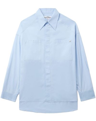 A.P.C. Drop-shoulder Stud Detail Shirt - Blue