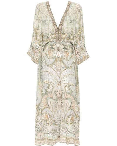 Camilla Ivory Tower Tales-print Dress - Natural