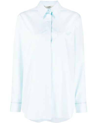 Fendi Camisa con logo bordado - Blanco
