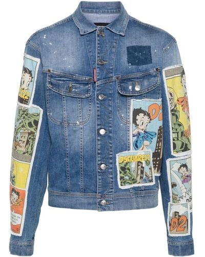 DSquared² Veste en jean Betty Boop à design patchwork - Bleu