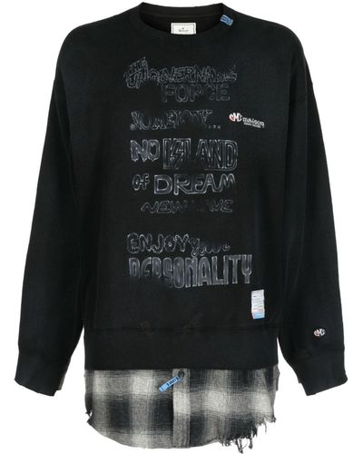 Maison Mihara Yasuhiro Sweatshirt in Distressed-Optik - Schwarz