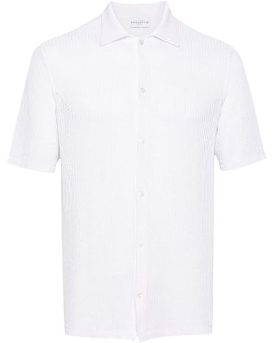 Ballantyne Leinenhemd mit Lochstrickmuster - Weiß