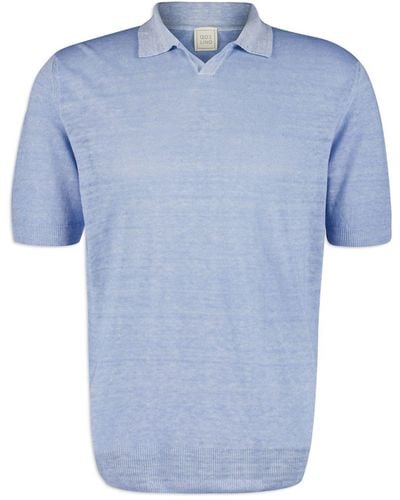 120% Lino Fine-knit Linen Polo Shirt - Blue