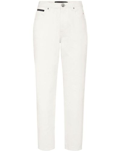 Philipp Plein Straight-Leg-Jeans mit hohem Bund - Weiß