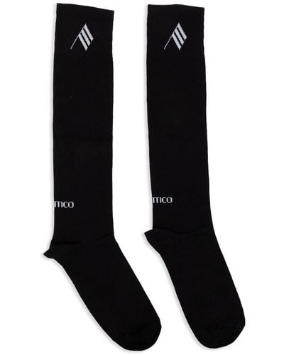 The Attico Intarsia-logo Ribbed Socks - Black