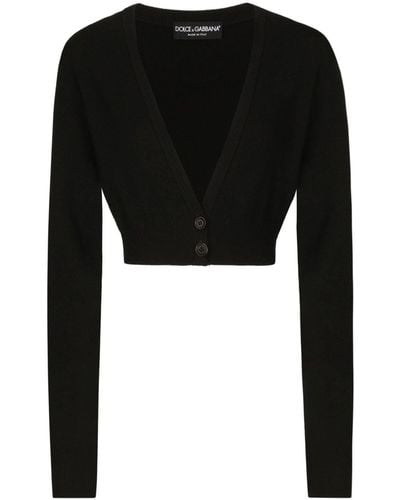 Dolce & Gabbana V-neck Cropped Cardigan - Black