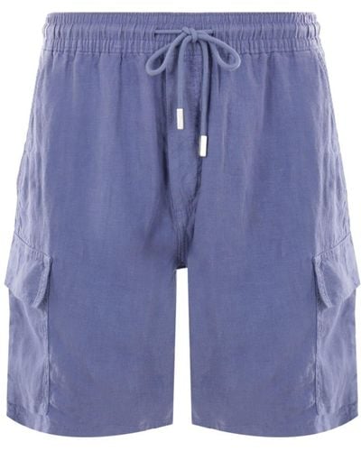 Vilebrequin Shorts aus Leinen mit Kordelzug - Blau