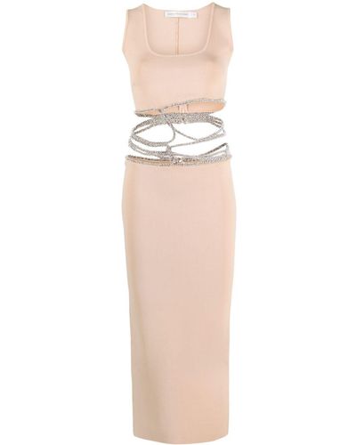 Christopher Esber Crystal-embellished Cutout Ribbed-knit Midi Dress - White