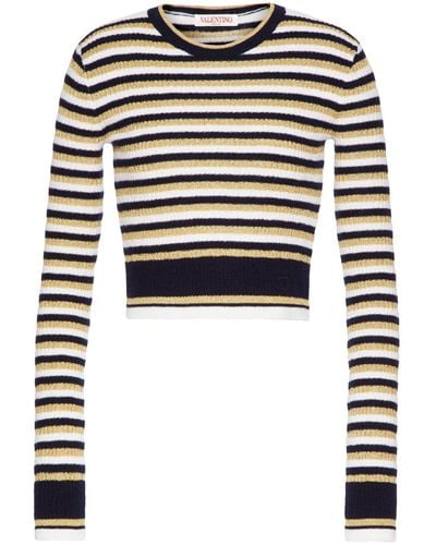 Valentino Garavani Striped Lurex Sweater - Black