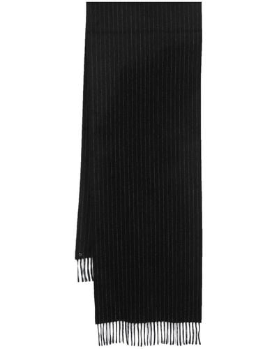 Saint Laurent Pinstripe-pattern Cashmere Blend Scarf - Black