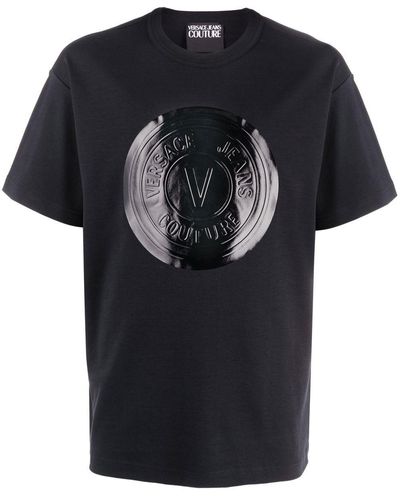 Versace ヴェルサーチェ・ジーンズ・クチュール ロゴ Tシャツ - ブラック
