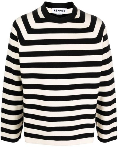 Sunnei Striped Cotton Sweatshirt - Black