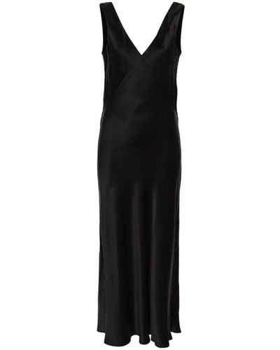 Asceno Bordeaux Silk Maxi Dress - Black