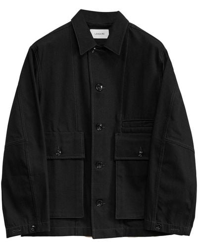 Lemaire Boxy Cotton Shirt Jacket - Black