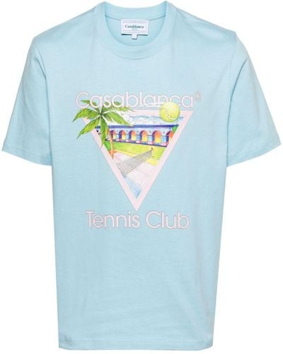 Casablancabrand T-shirt en coton biologique à logo imprimé - Bleu