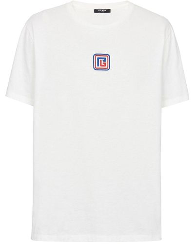 Balmain PB T-Shirt mit rundem Ausschnitt - Weiß