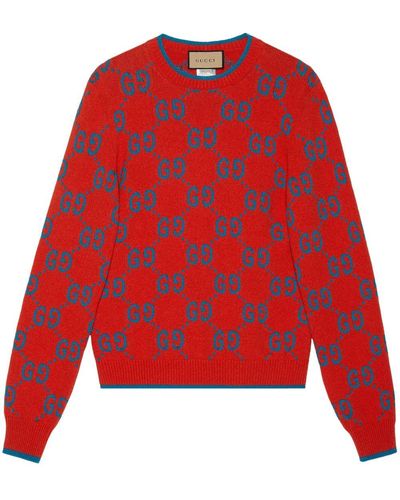 Gucci Pullover mit GG Damier-Jacquard - Rot