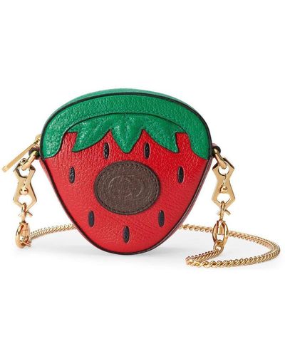 Gucci Strawberry-shaped Mini Leather Bag - Green
