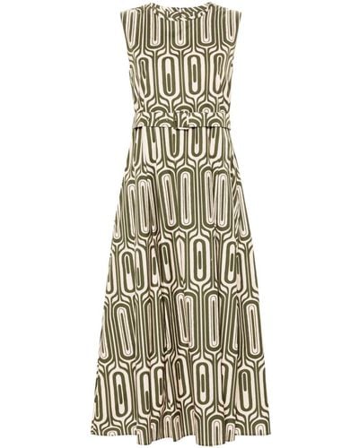 Max Mara Printed Cotton Midi Dress - Metallic
