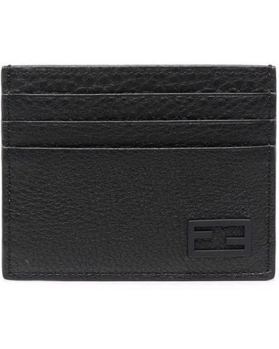 Fendi Ff Textured-leather Cardholder - Black