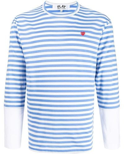 COMME DES GARÇONS PLAY Striped Long-sleeve T-shirt - Blue