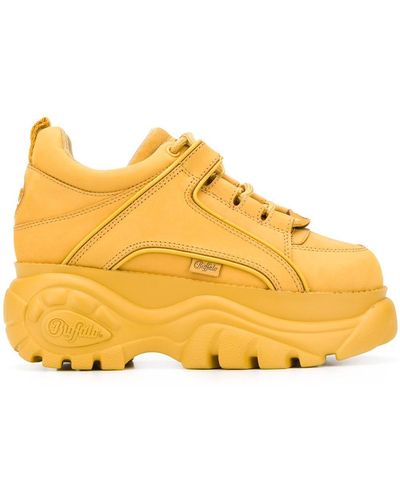 Buffalo Platform Lace-up Sneakers - Yellow