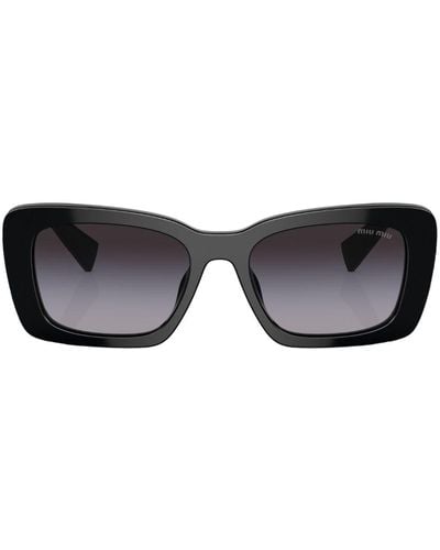 Miu Miu Eckige Sonnenbrille mit Logo-Schild - Schwarz