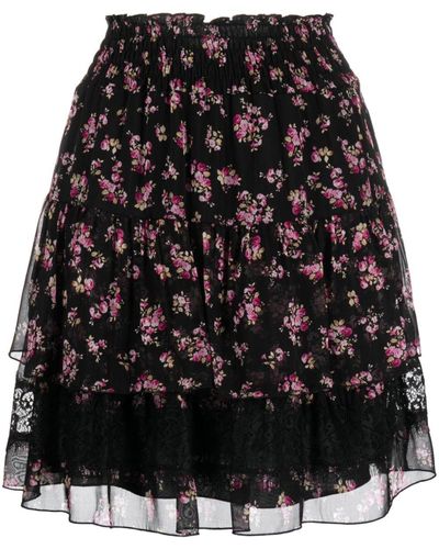 Liu Jo Floral-print Georgette Miniskirt - Black