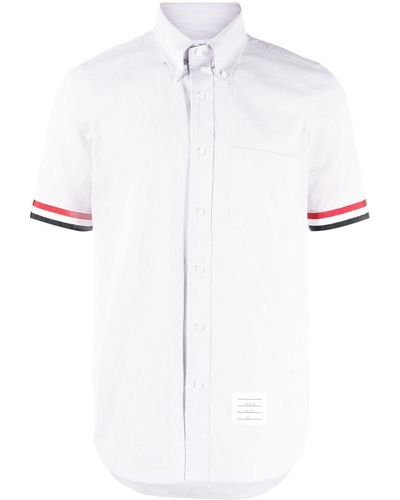 Thom Browne RWB-stripe cotton short-sleeved shirt - Blanco