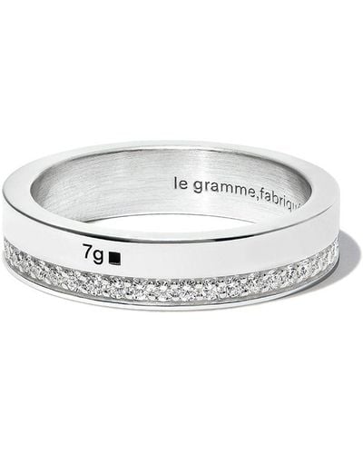 Le Gramme 7g Diamond Line Polished Band Ring - Metallic
