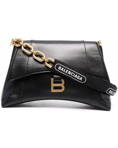 Balenciaga Downtown Leather Shoulder Bag - Black