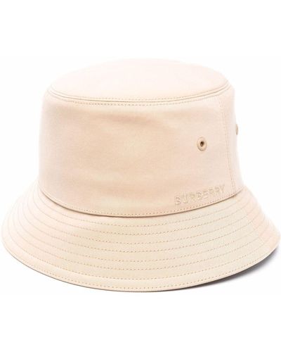 Burberry Logo-embroidered Bucket Hat - Natural