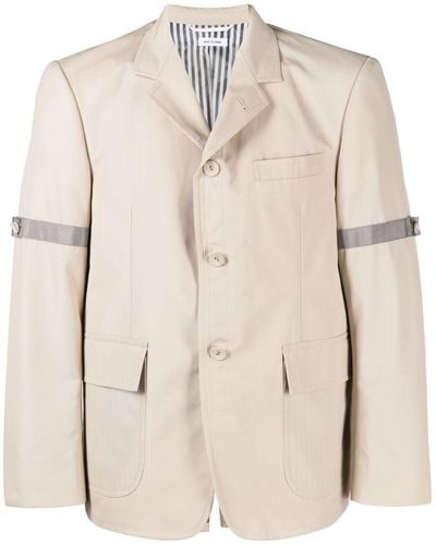 Thom Browne Neutral Single-breasted Blazer - Men's - Cupro/polyester/cotton - Natural