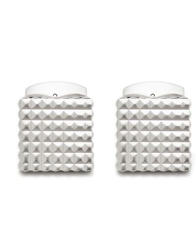 Tateossian Boutons de manchette carrés à design embossé - Blanc