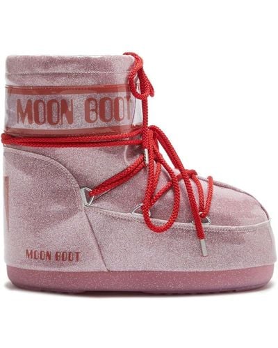 Moon Boot Icon Low Laarzen Met Glitter - Roze