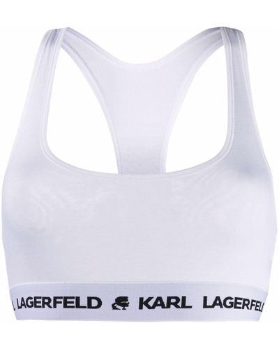 Karl Lagerfeld Logo Band Sports Bra - White