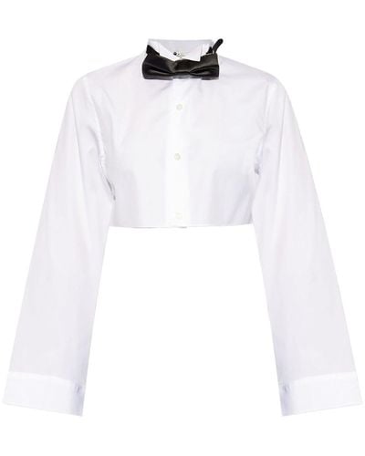Noir Kei Ninomiya Bow-embellished Cotton Shirt - White