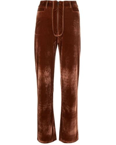 Isolda Susan Velvet Straight-leg Pants - Brown