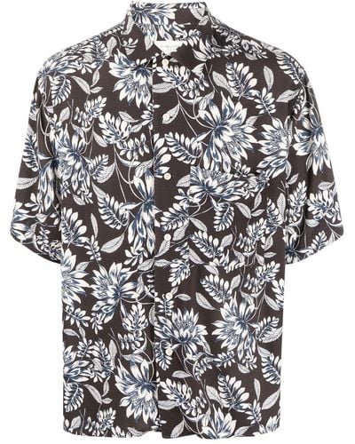 Tintoria Mattei 954 Camisa con estampado floral - Negro