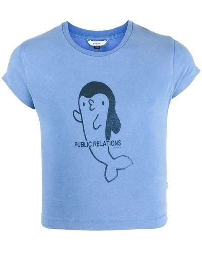 Eytys T-shirt Zion à imprimé graphique - Bleu