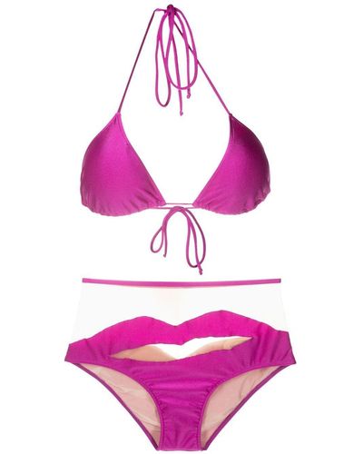 Adriana Degreas Lips High-waisted Bikini Set - Pink