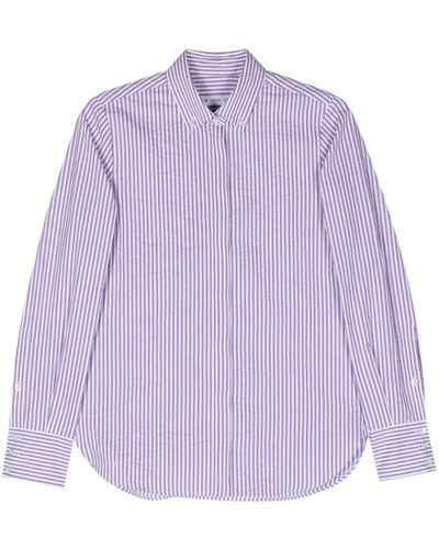 Manuel Ritz Striped Seersucker Shirt - Purple