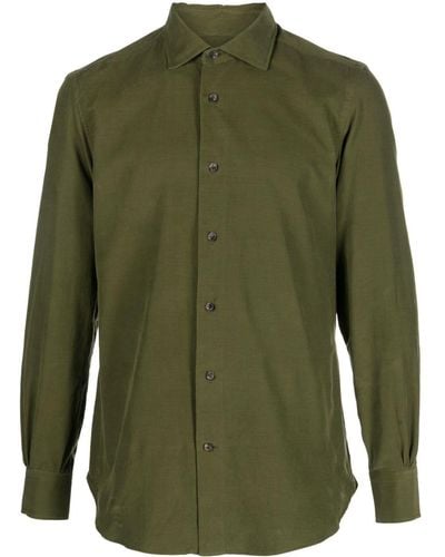 Mazzarelli Button-up Cotton Shirt - Green